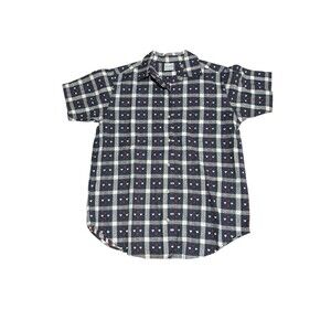 VTG Cascade Blues Grandma-Core Boho Button Up‎ Plaid Hearts Unique Size Small